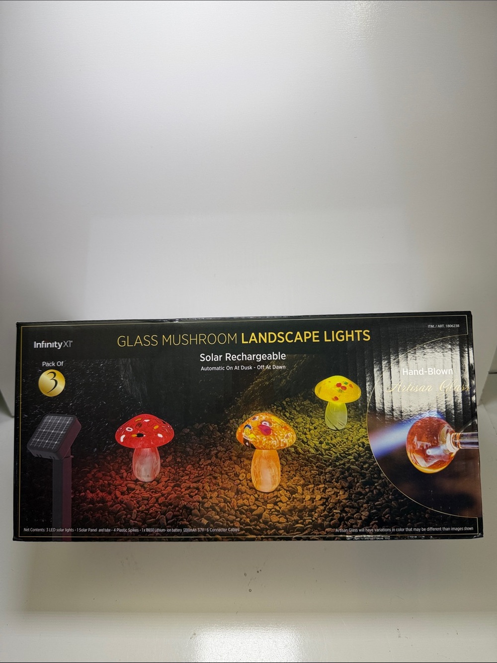 InfinityXT Glass Mushroom Landscape Solar Lights - Multicolor